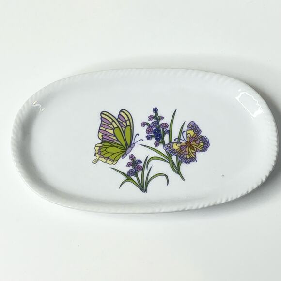 Royal Norfolk SOAP DISH 5.5" Trinket Ring Jewelry Dresser Tray Purple Butterfly - Picture 1 of 5